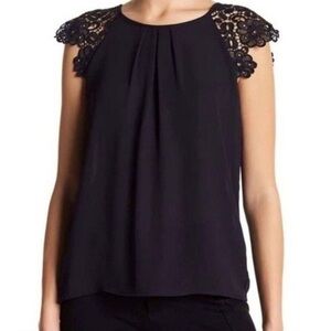 Philosophy black Floral Flitter Sleeve Woman’s  Blouse size M